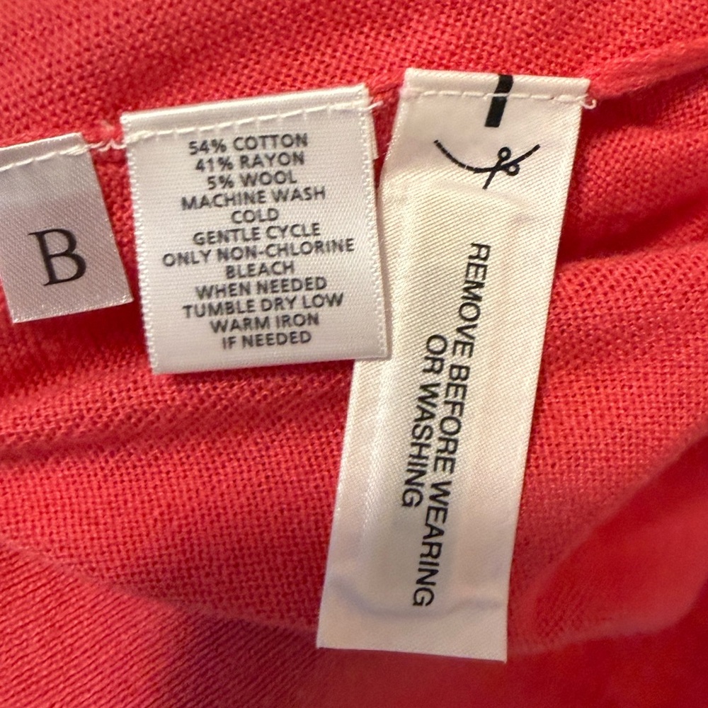 LOFT Vibrant Coral Twist-Knot detail V-Neck Pullover Sweater - Picture 3 of 8